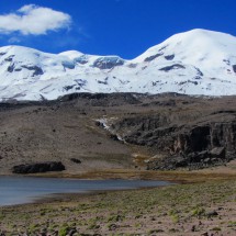 Laguna Pallacocho with Nevado Coropuna, the highest mountain in southern Peru (6425 meters)